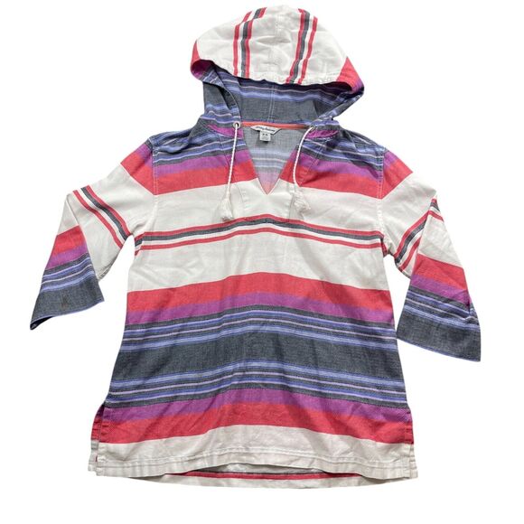 Tommy Bahama Medium Hooded Sunset Striped Multi Color Tunic 100% Cotton - Picture 1 of 5